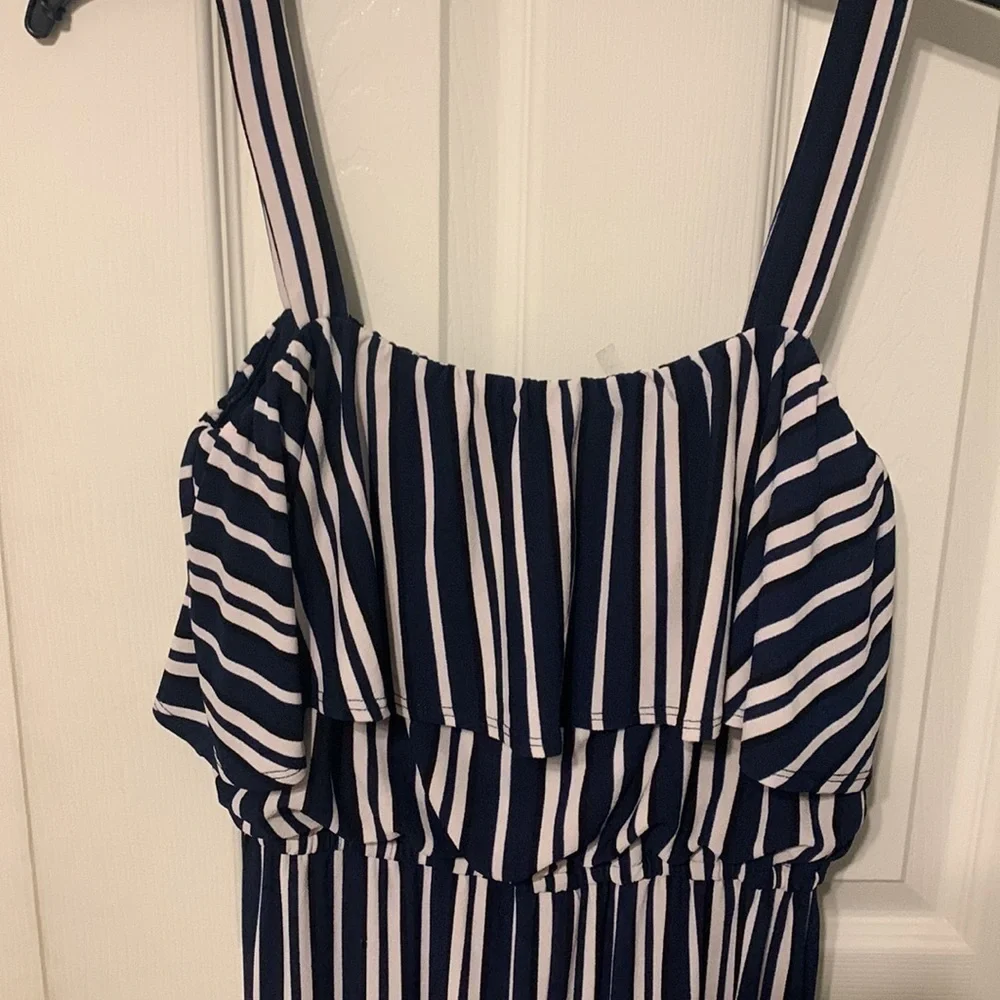 Bar III Ruffled Bodice Striped Jumpsuit